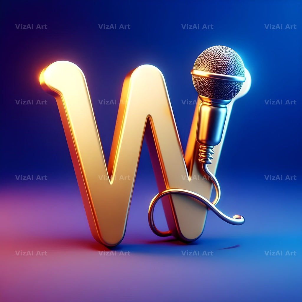 Vintage Microphone alphabet letter W
