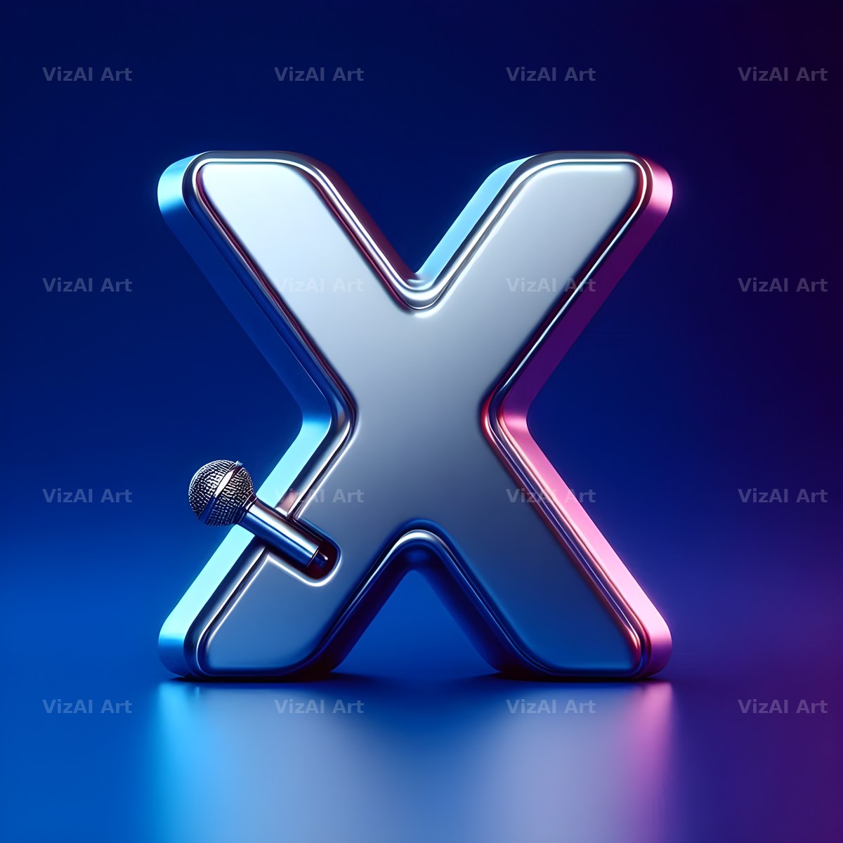 Vintage Microphone alphabet letter X
