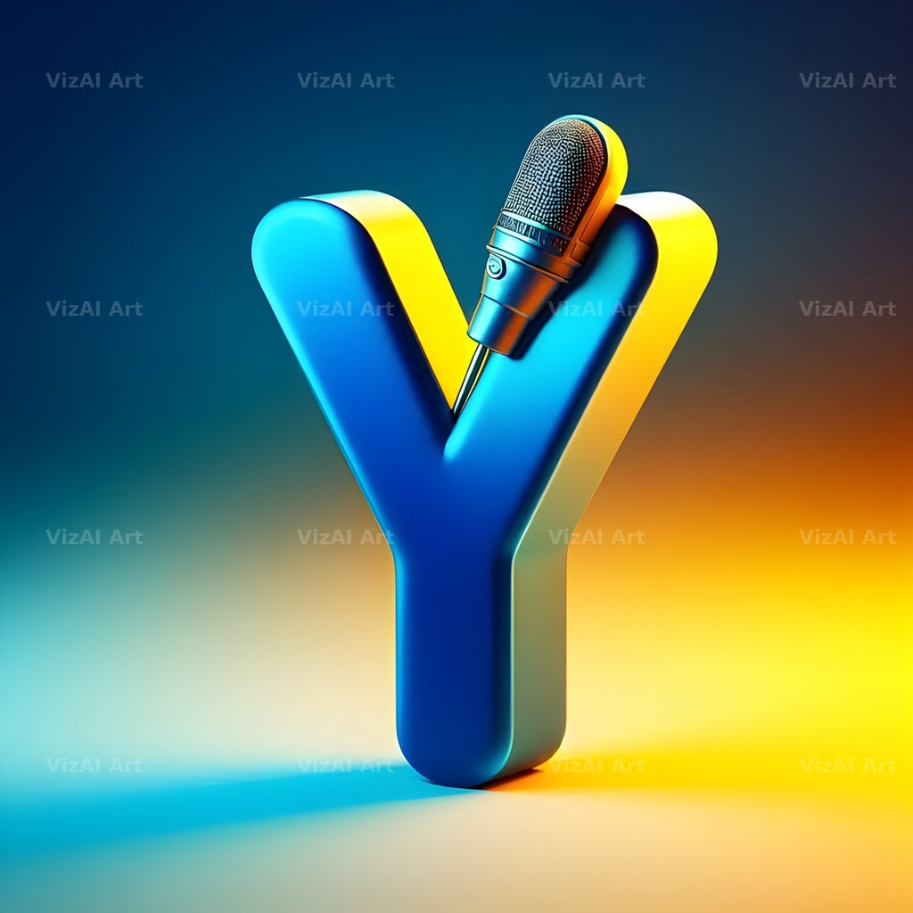 Vintage Microphone alphabet letter Y