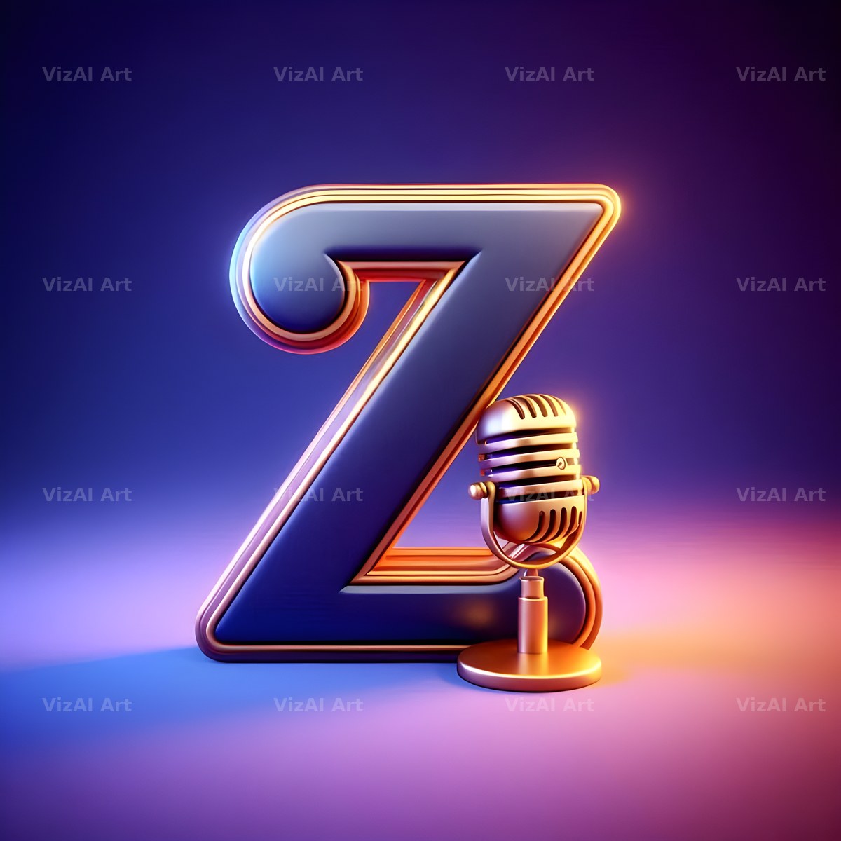 Vintage Microphone alphabet letter Z