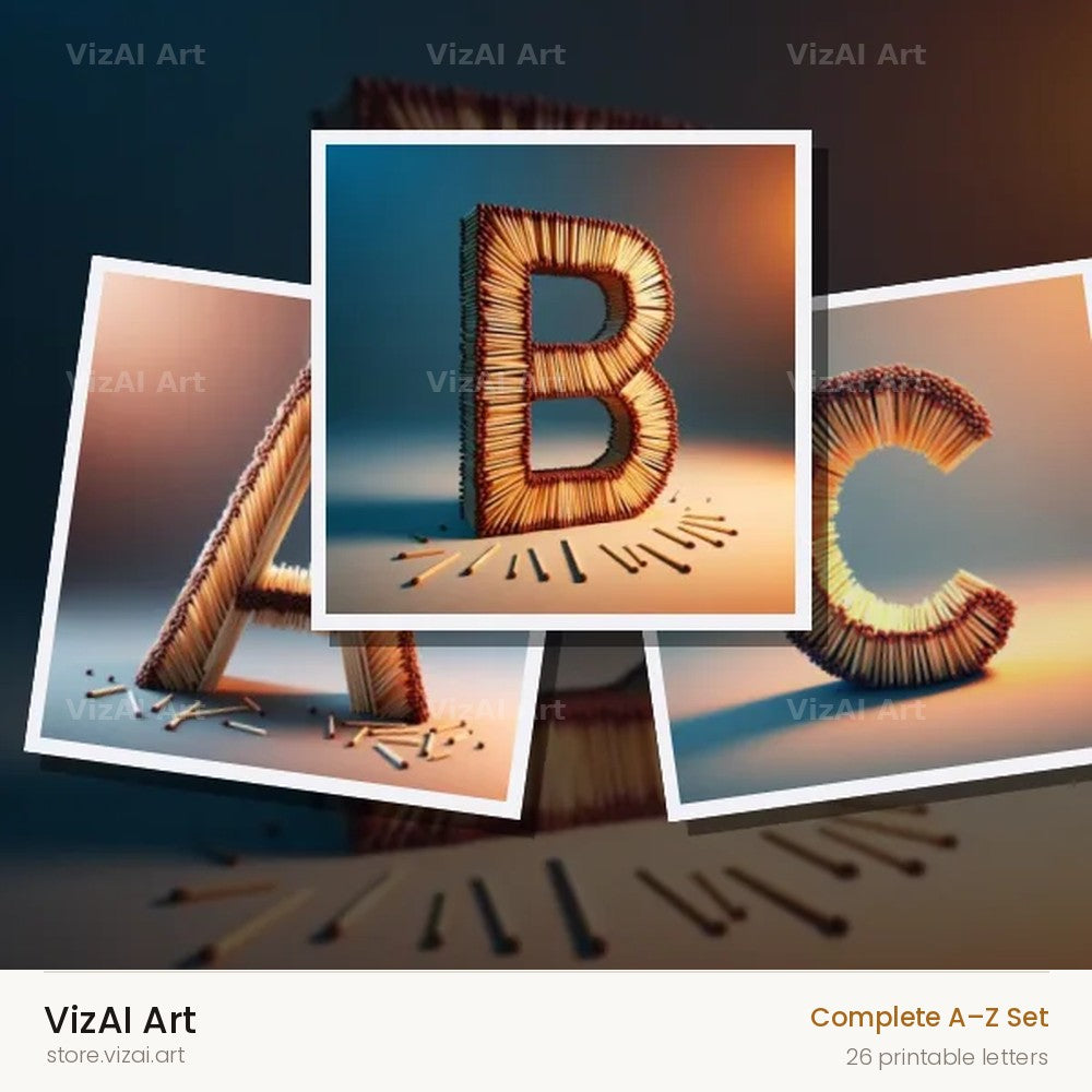 Wooden Matchstick Minimal alphabet — choose an individual printable letter