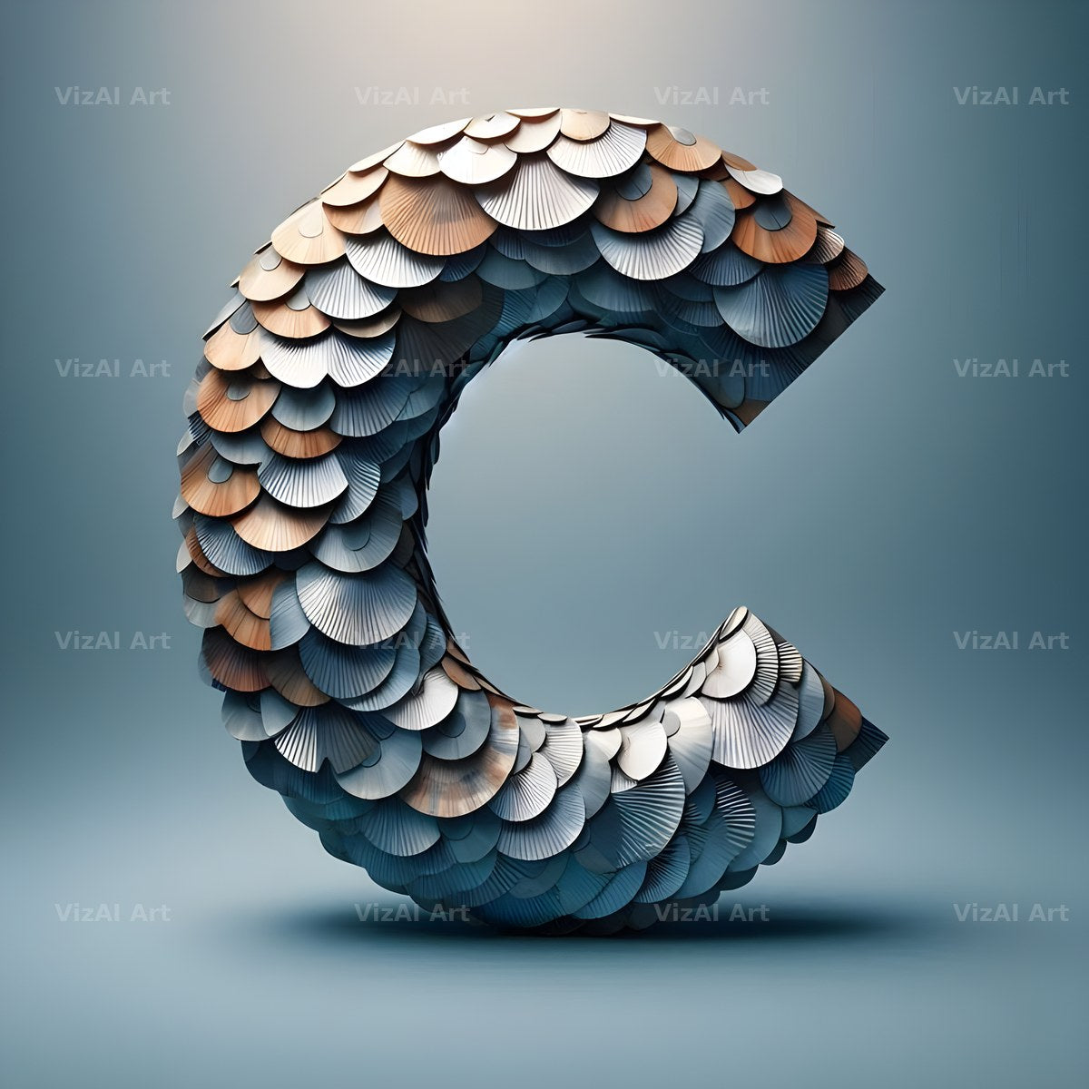 Seashell Mosaic alphabet letter C