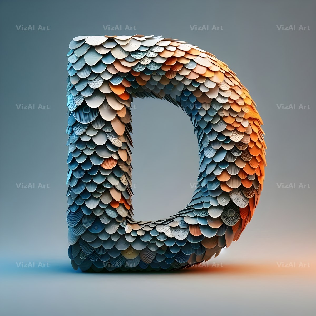 Seashell Mosaic alphabet letter D