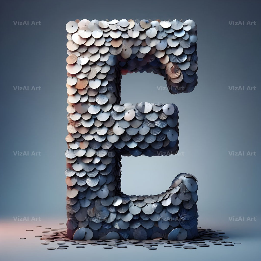 Seashell Mosaic alphabet letter E