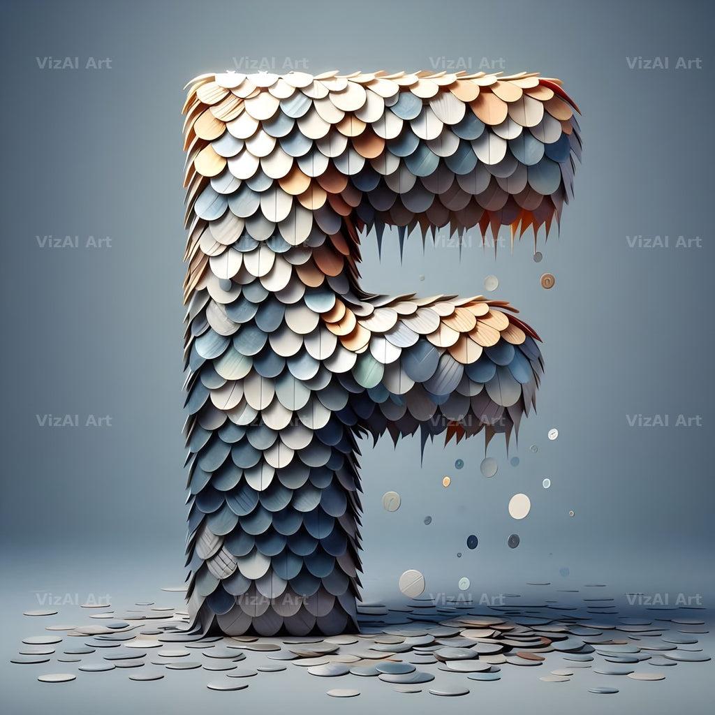 Seashell Mosaic alphabet letter F