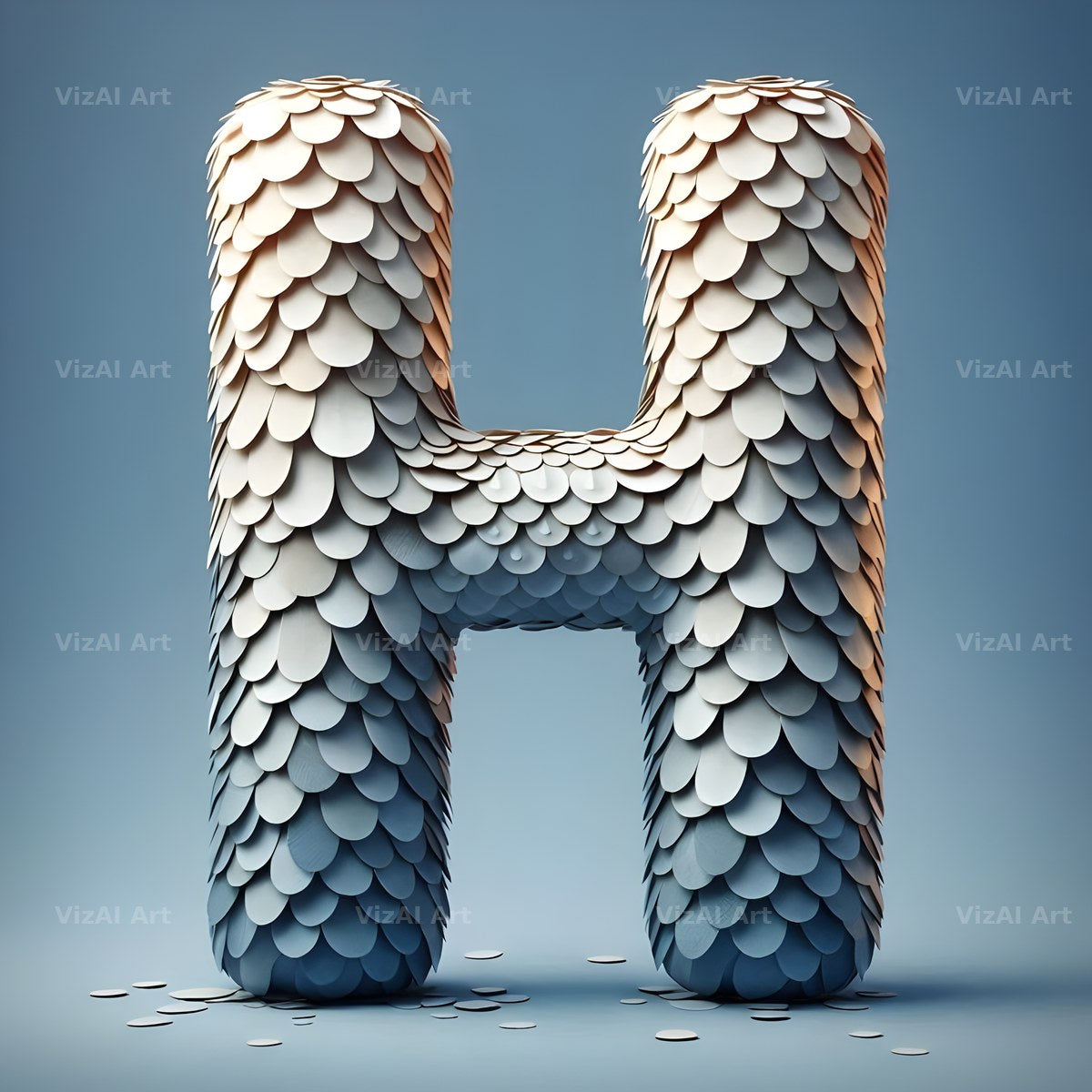 Seashell Mosaic alphabet letter H