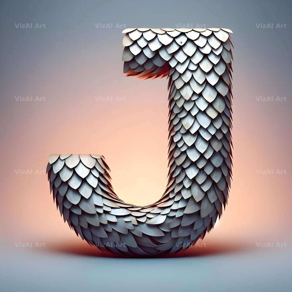 Seashell Mosaic alphabet letter J