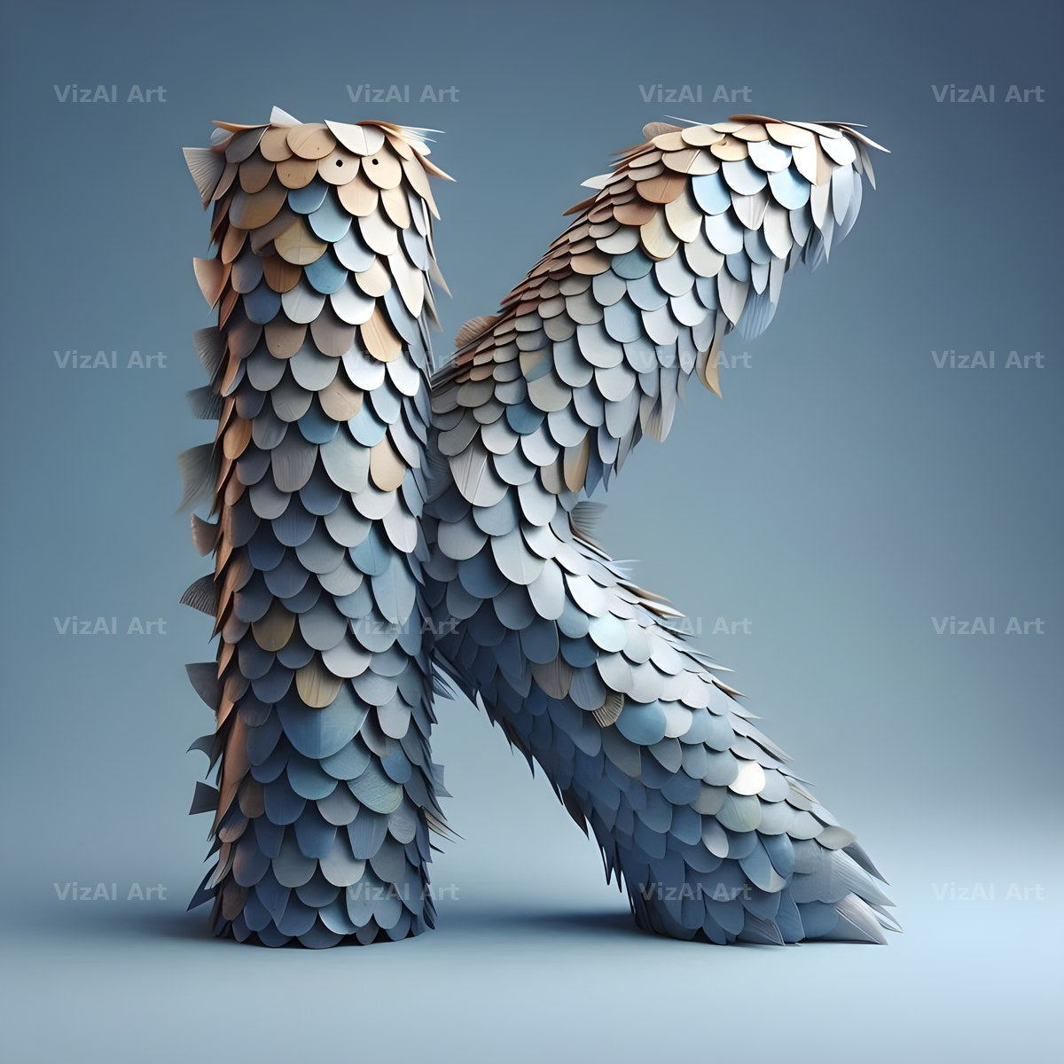 Seashell Mosaic alphabet letter K