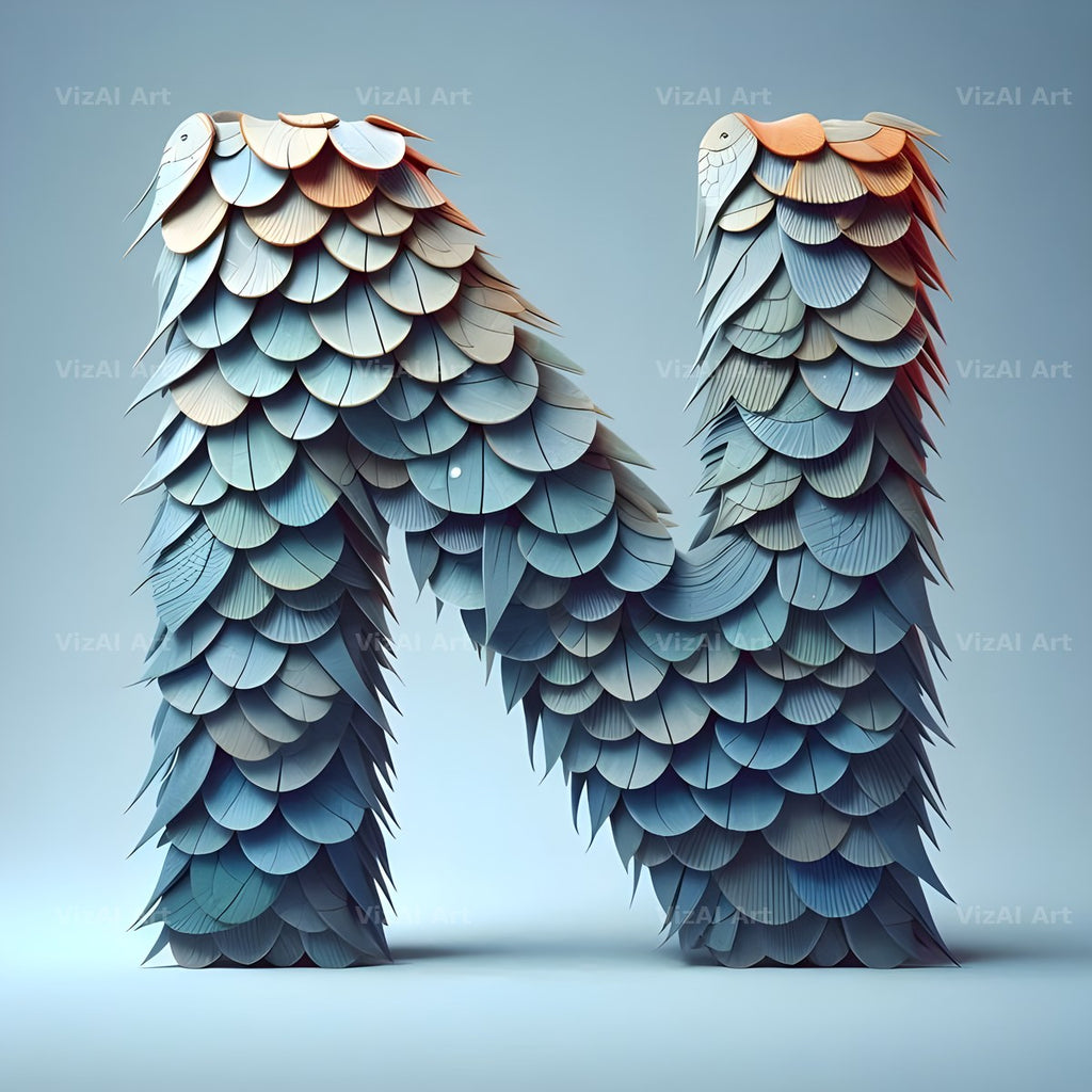 Seashell Mosaic alphabet letter N