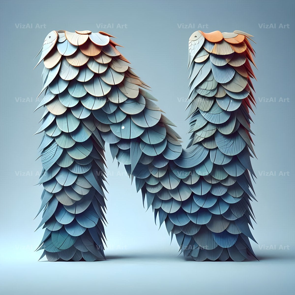 Seashell Mosaic alphabet letter N