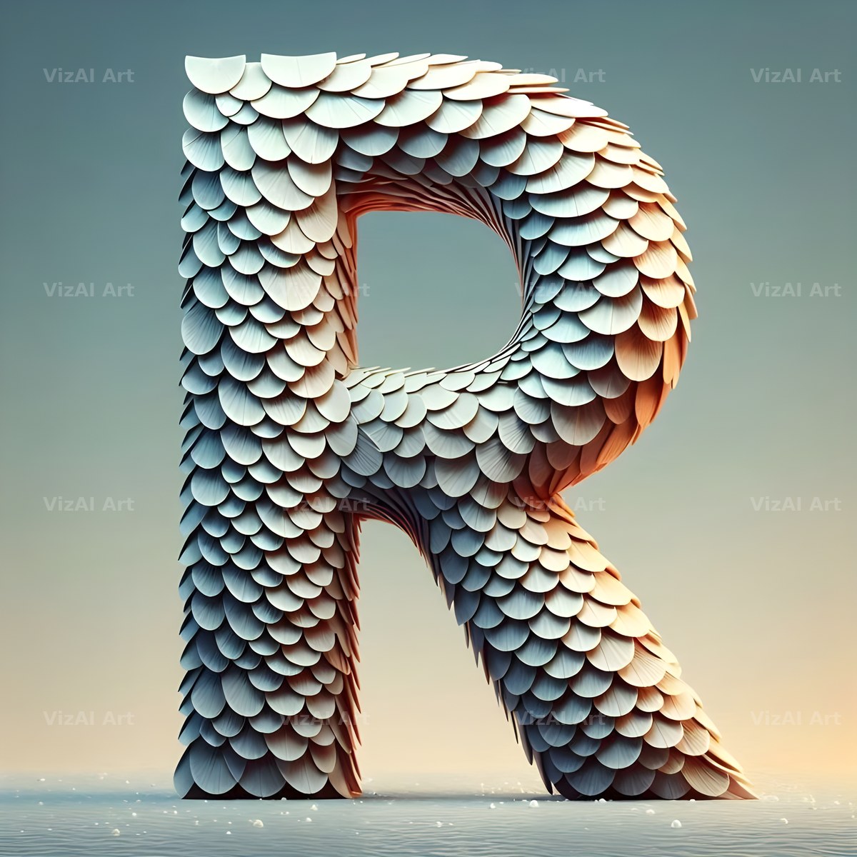 Seashell Mosaic alphabet letter R