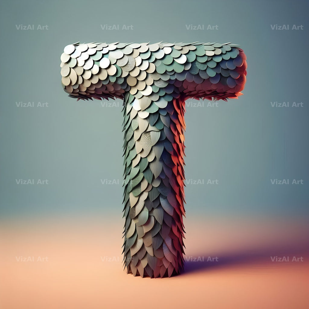 Seashell Mosaic alphabet letter T