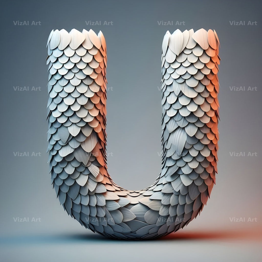 Seashell Mosaic alphabet letter U