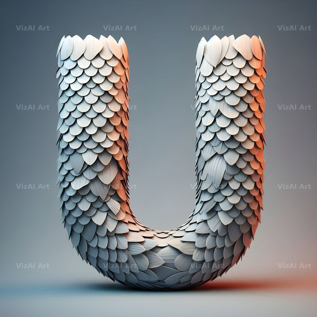 Seashell Mosaic alphabet letter U