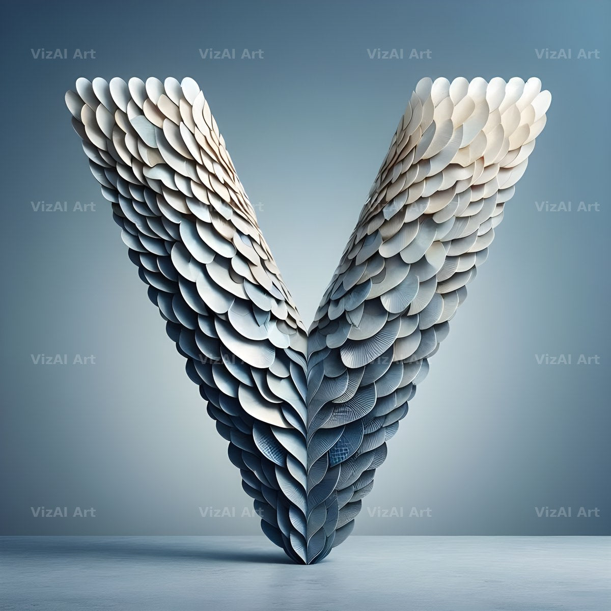 Seashell Mosaic alphabet letter V