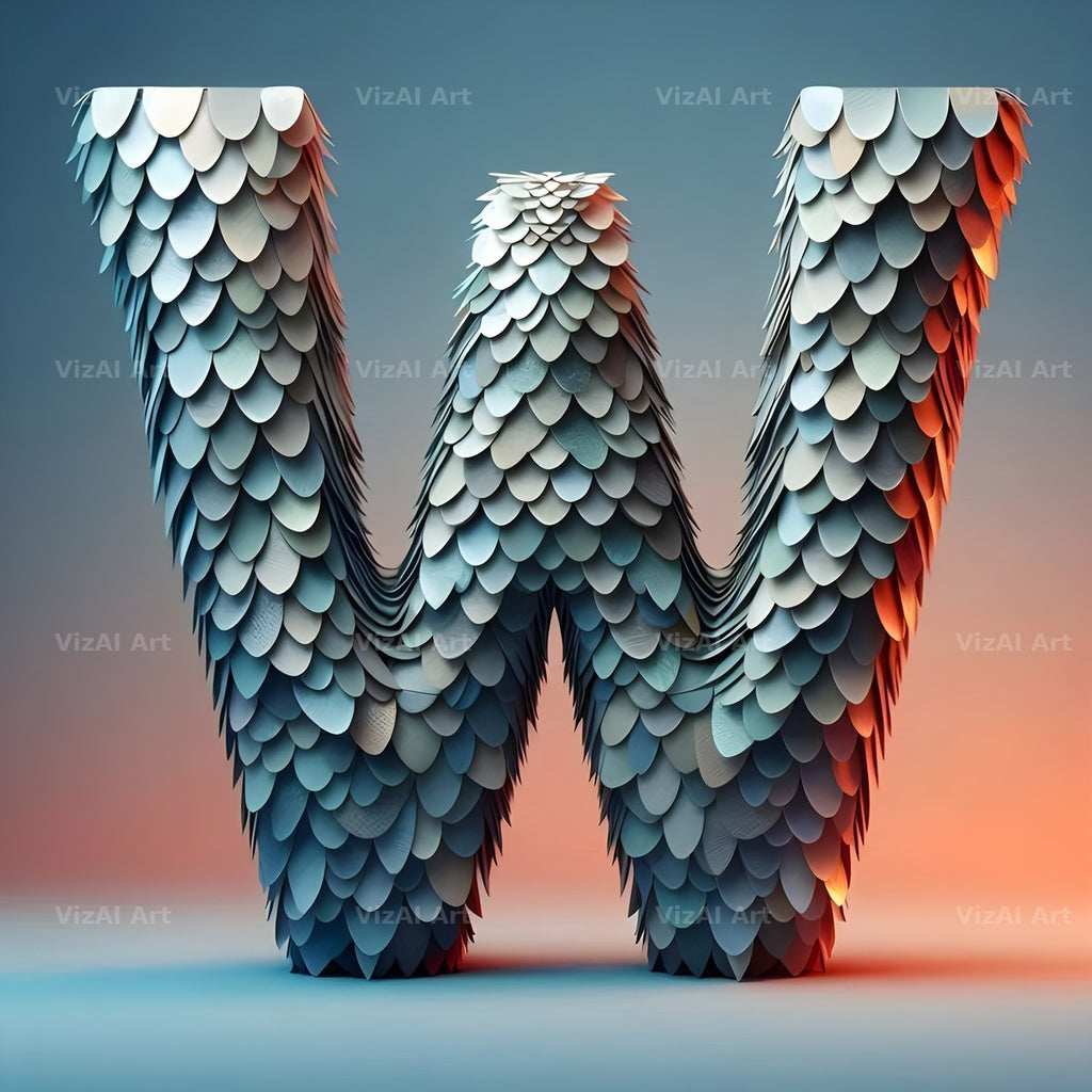 Seashell Mosaic alphabet letter W