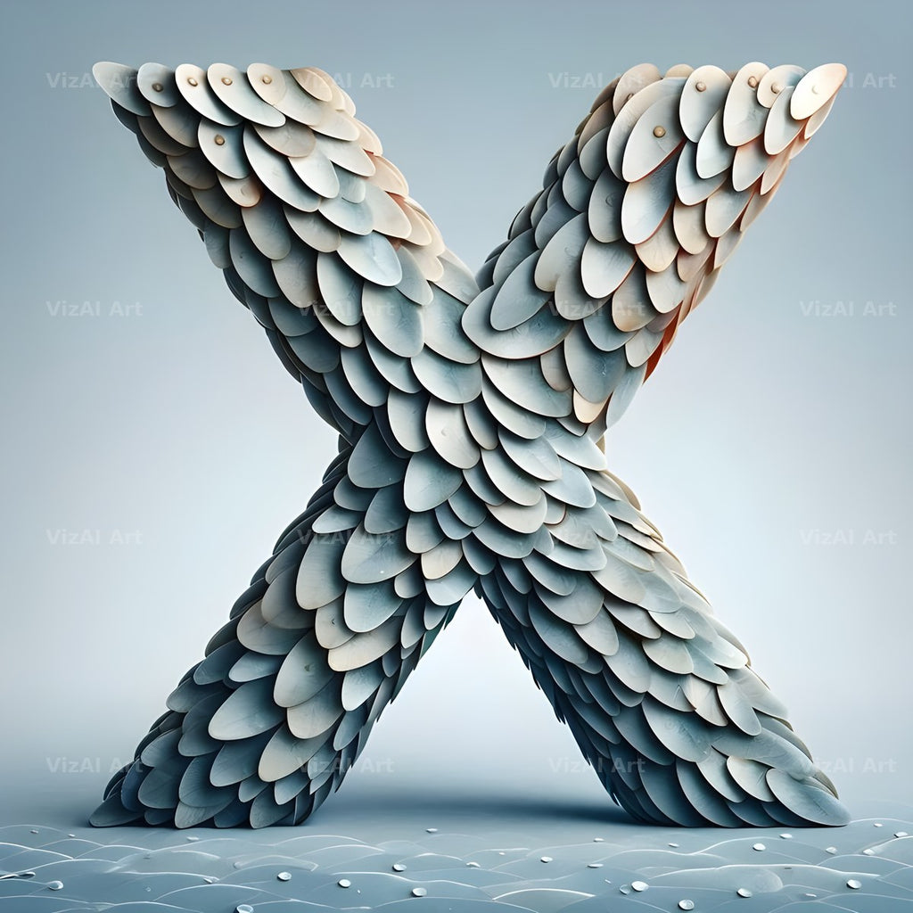 Seashell Mosaic alphabet letter X