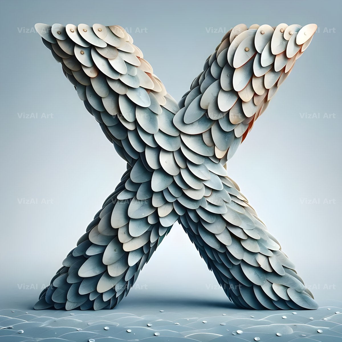 Seashell Mosaic alphabet letter X