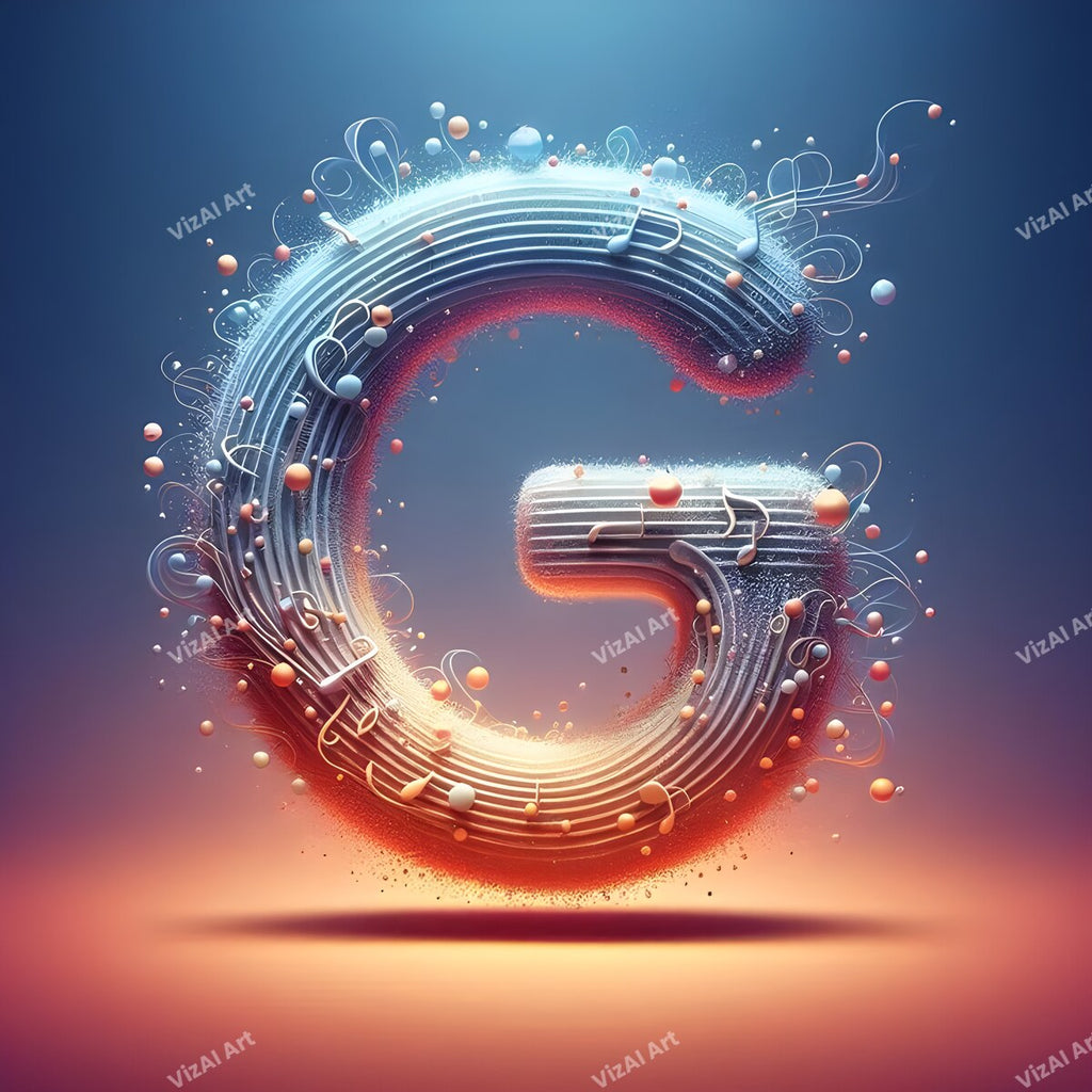 Letter G musical notes alphabet art print