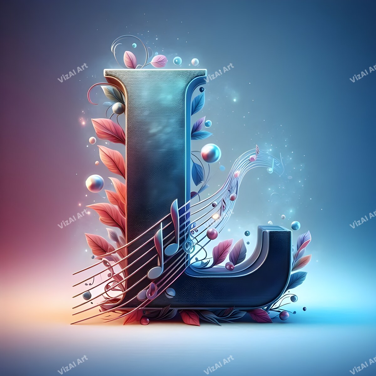 Letter L musical notes alphabet art print