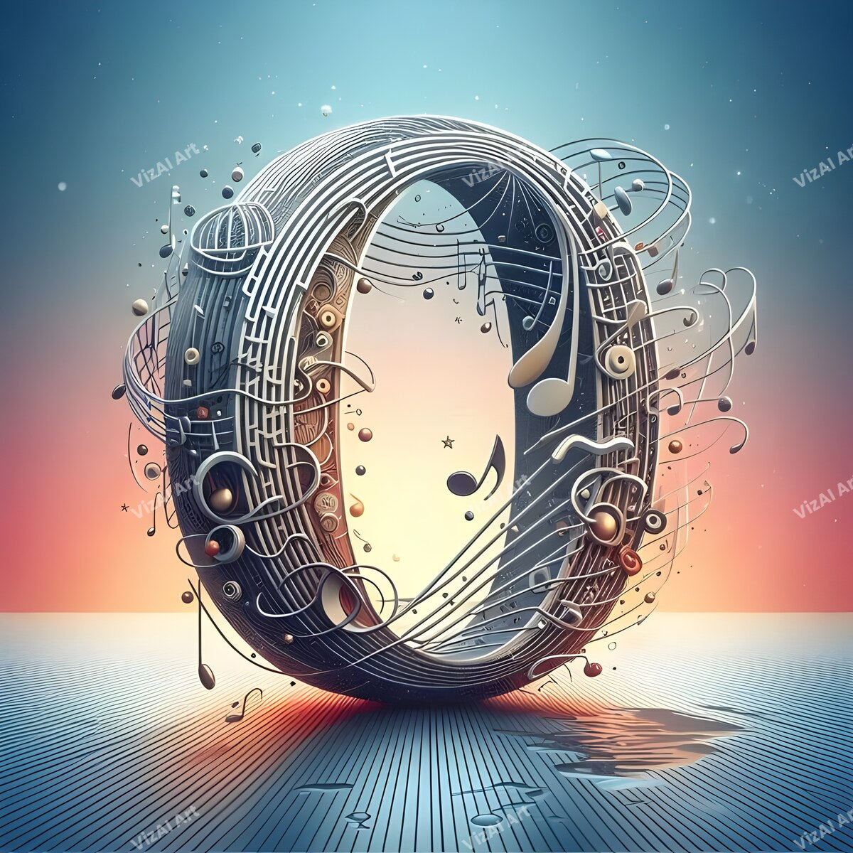 Letter O musical notes alphabet art print