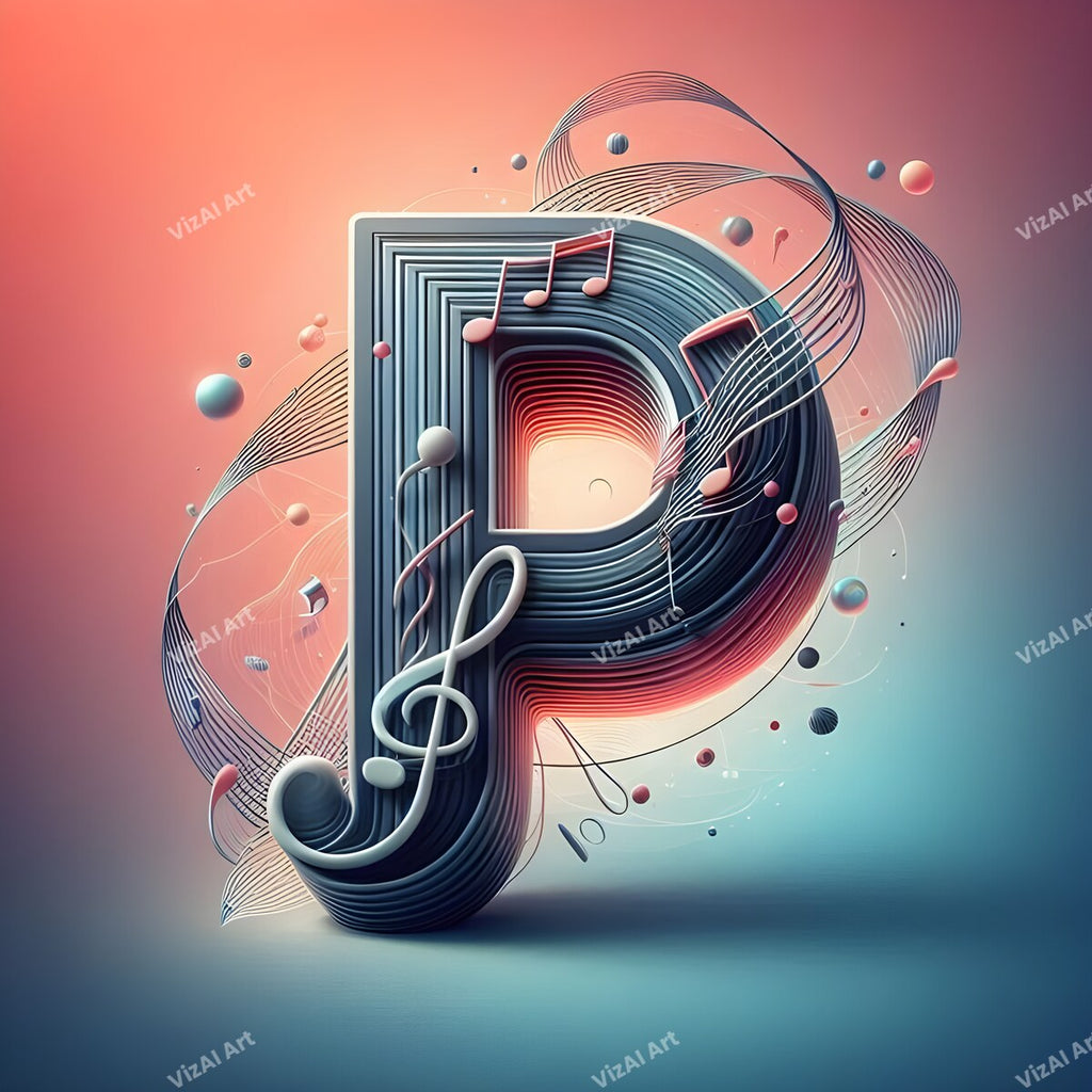 Letter P musical notes alphabet art print