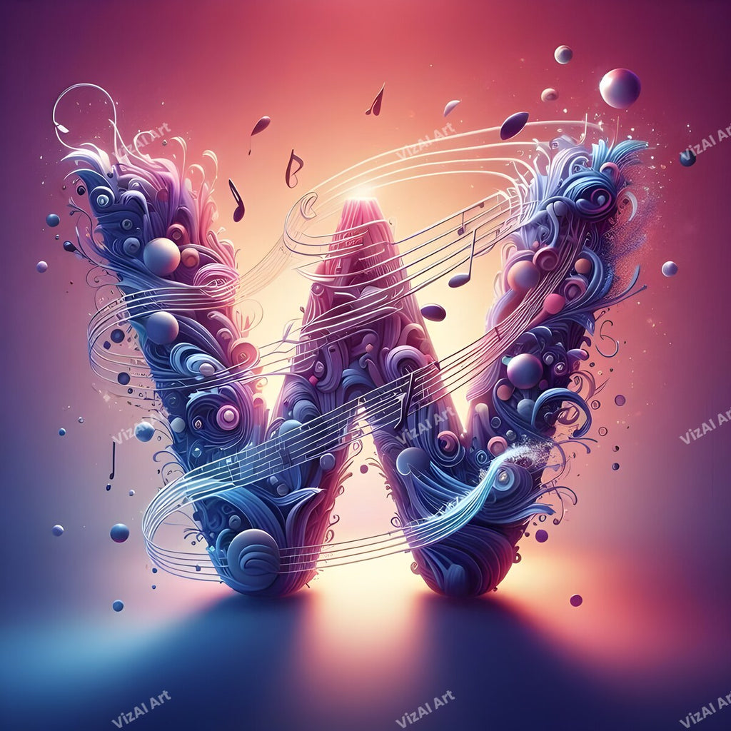 Letter W musical notes alphabet art print