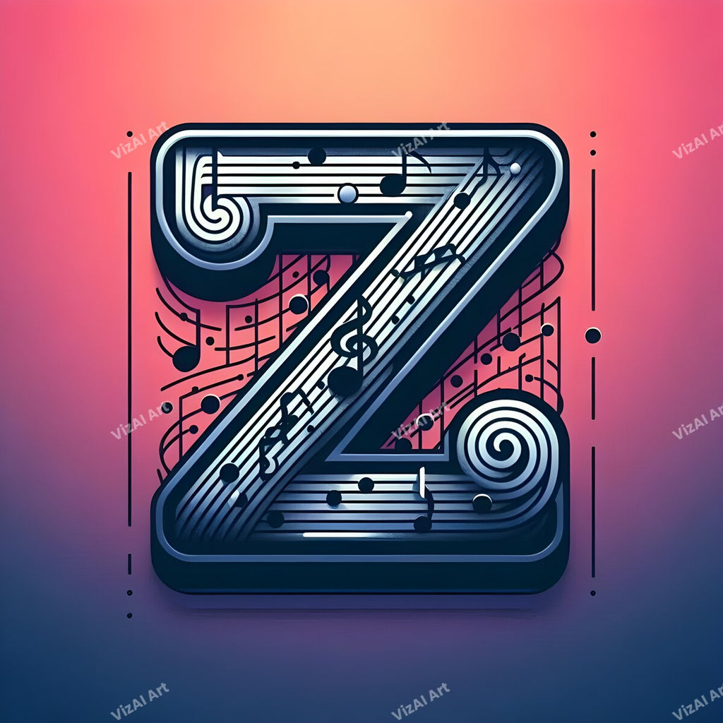 Letter Z musical notes alphabet art print
