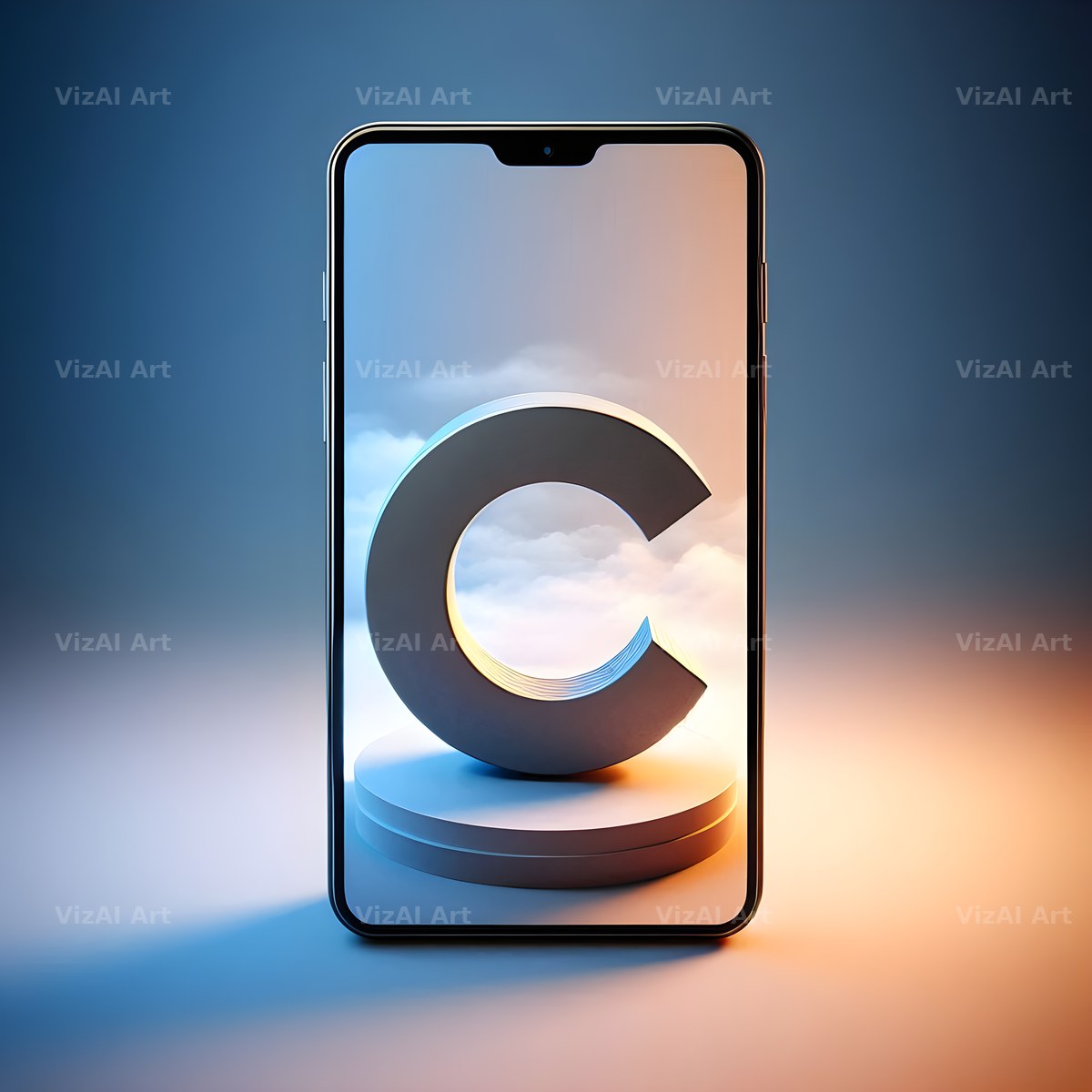 Phone Screen alphabet letter C