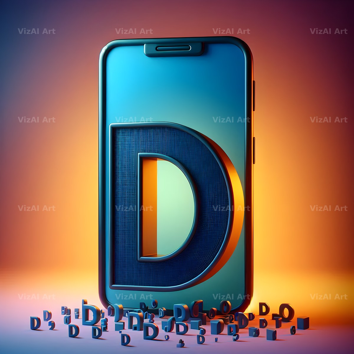 Phone Screen alphabet letter D