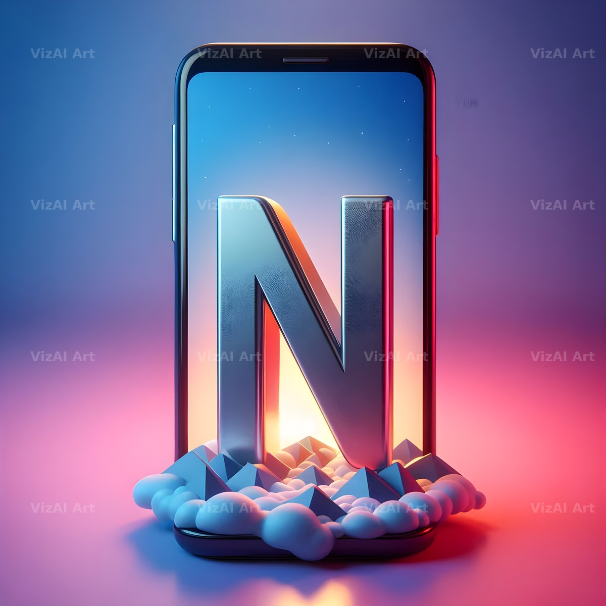 Phone Screen alphabet letter N