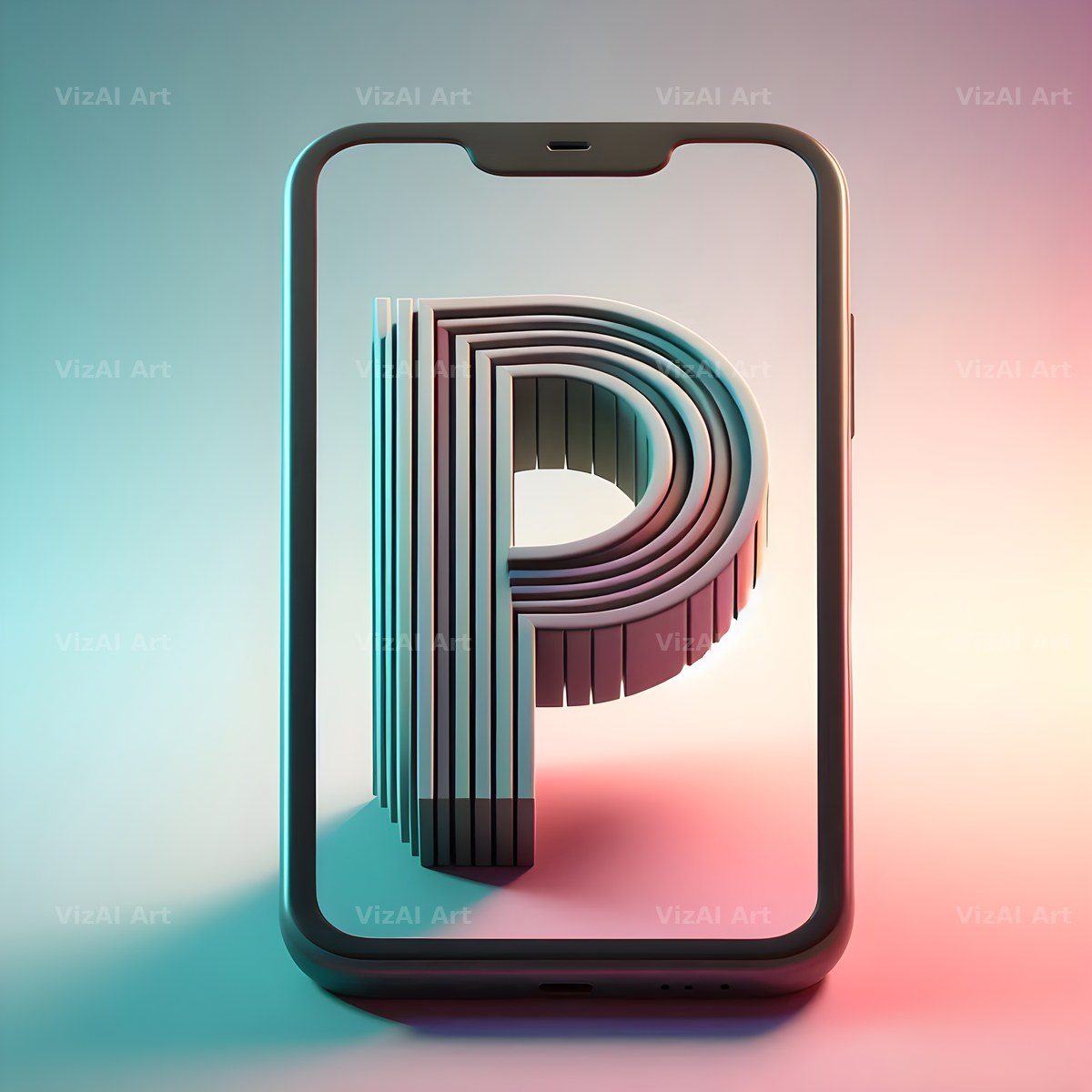 Phone Screen alphabet letter P