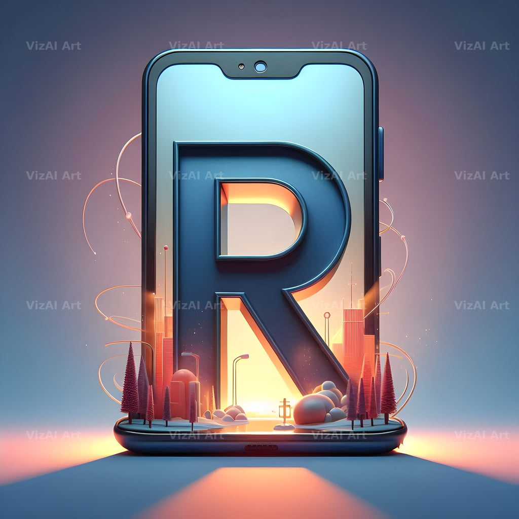Phone Screen alphabet letter R