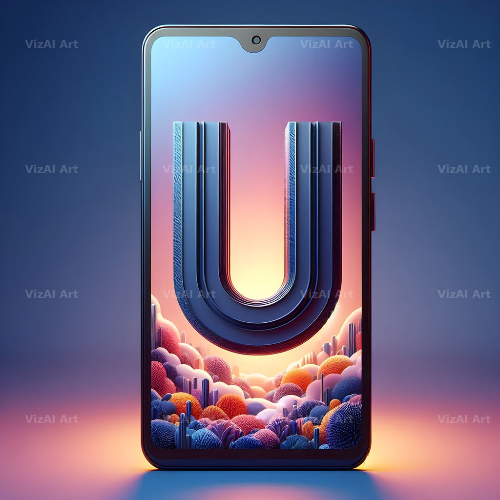 Phone Screen alphabet letter U