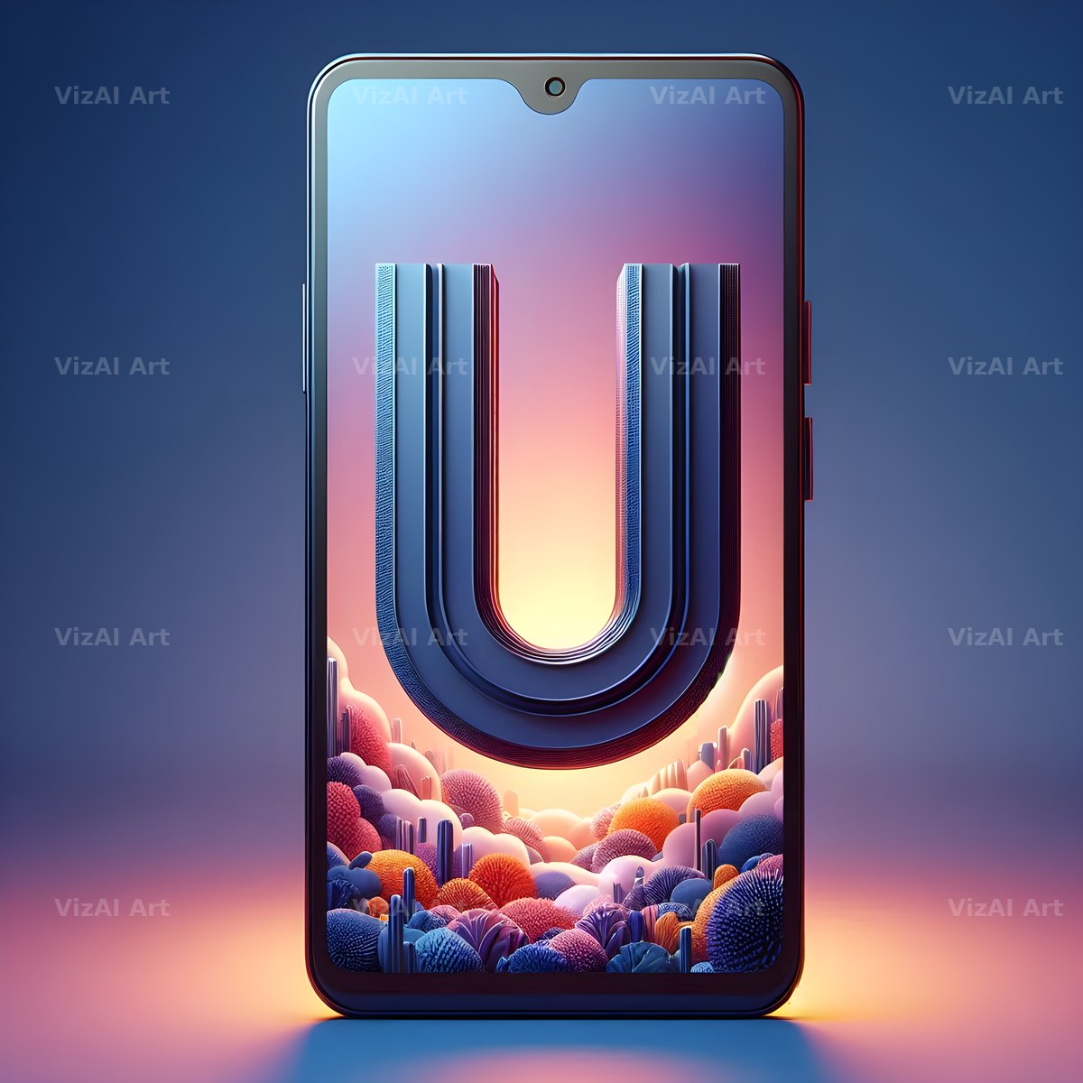 Phone Screen alphabet letter U