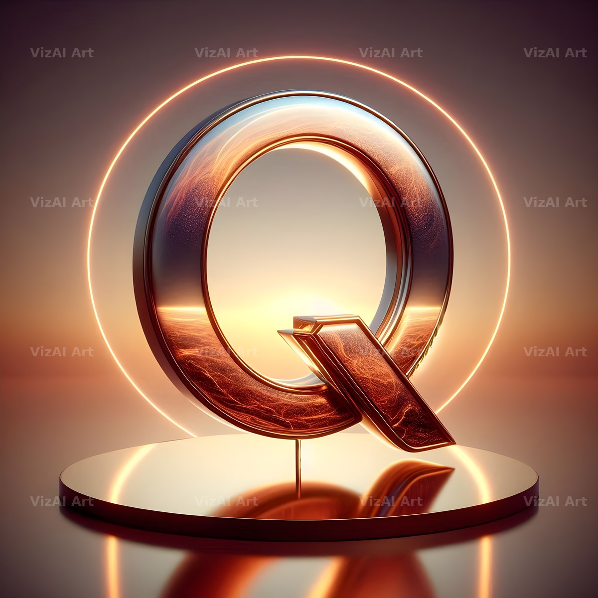 Golden Mirror alphabet letter Q