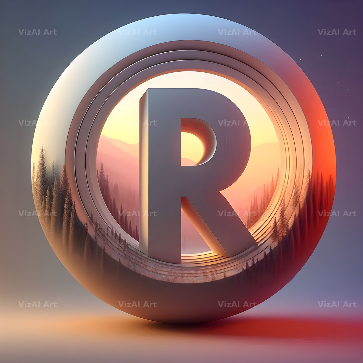 Golden Mirror alphabet letter R