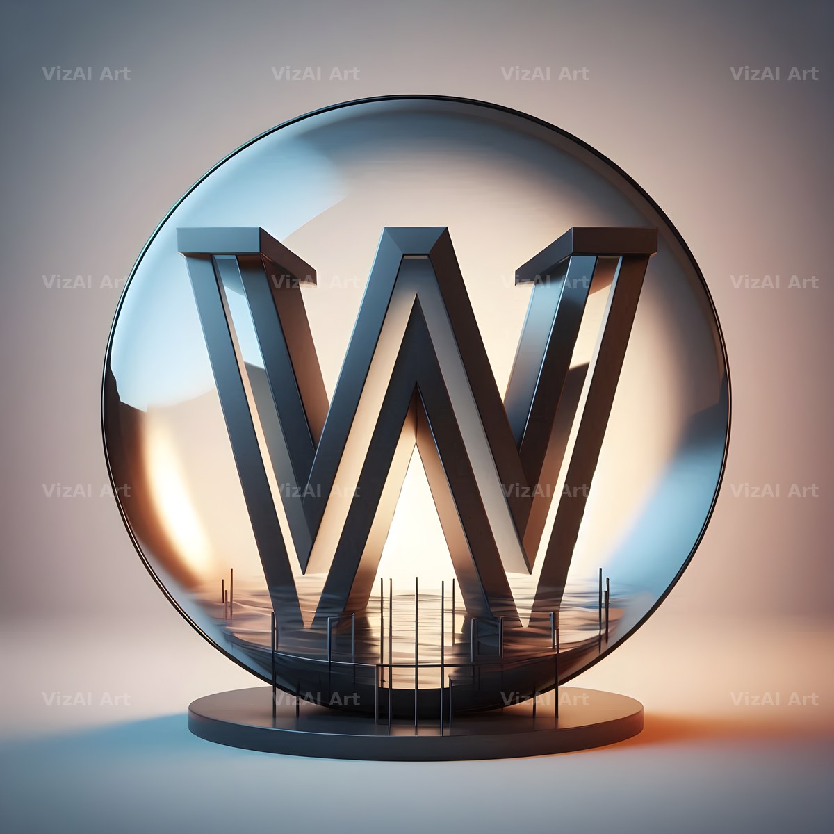 Golden Mirror alphabet letter W