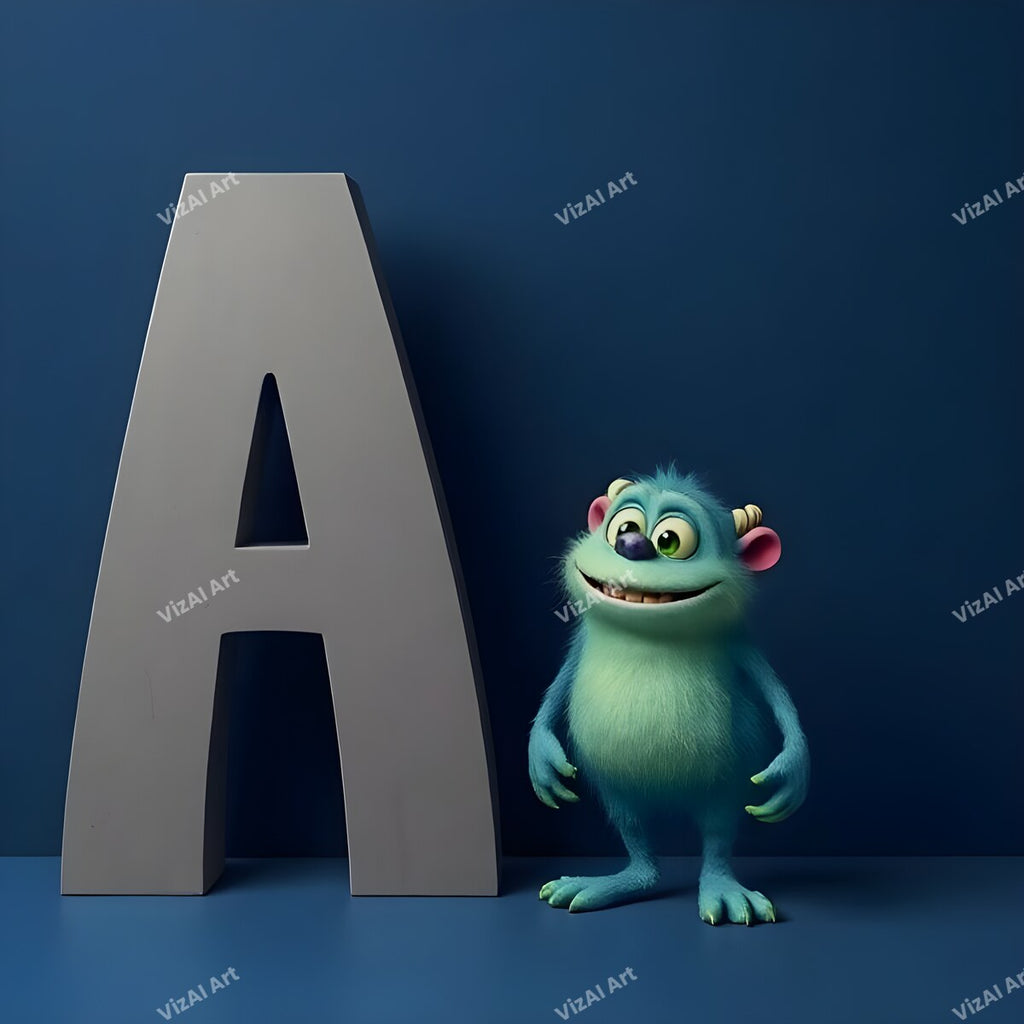 Monster Alphabet Wall Art letter A