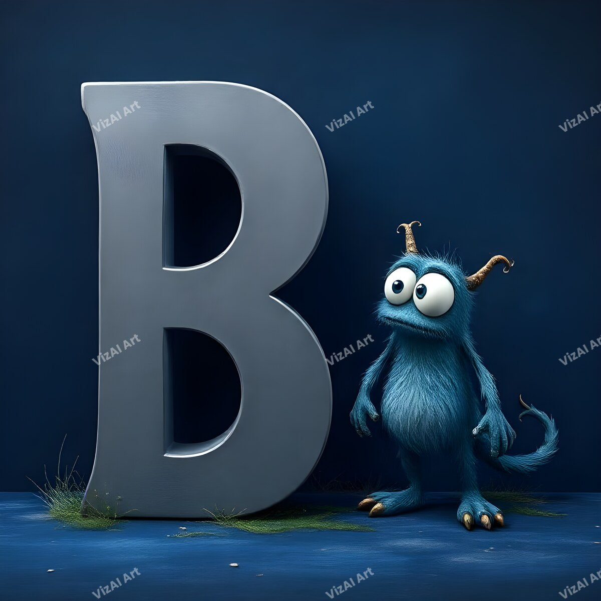 Monster Alphabet Wall Art letter B