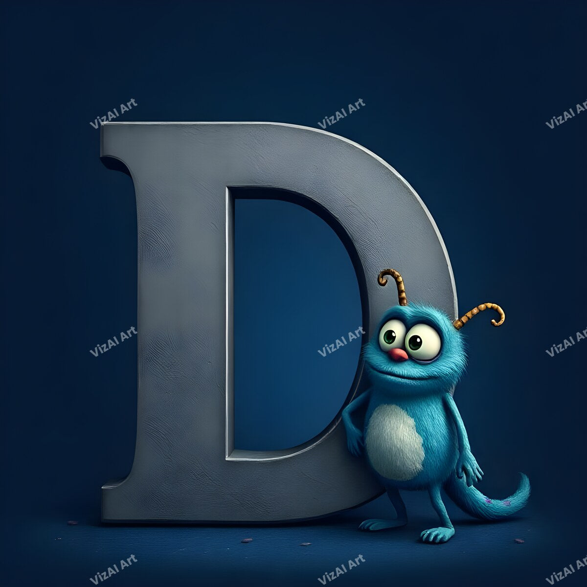 Monster Alphabet Wall Art letter D