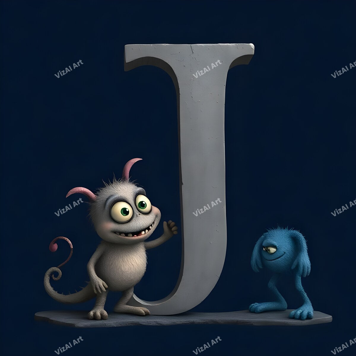Monster Alphabet Wall Art letter J