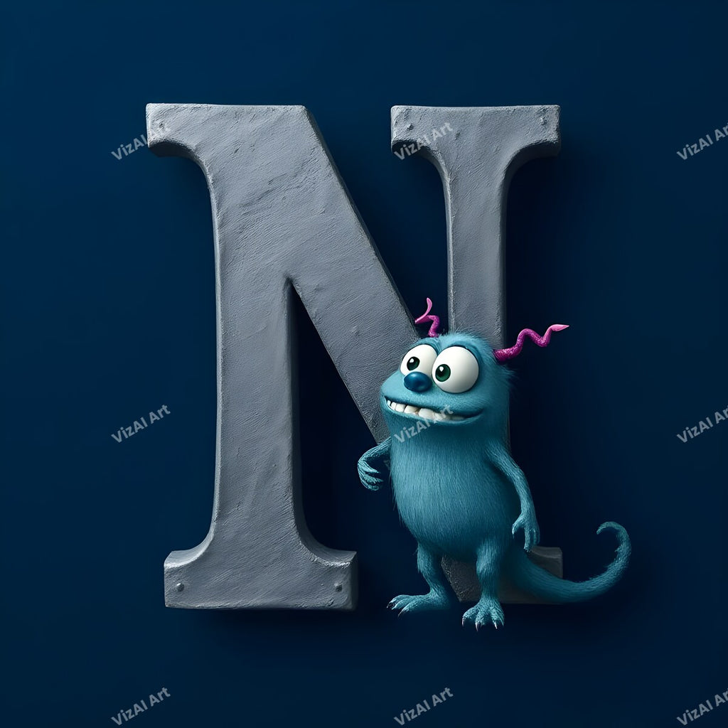 Monster Alphabet Wall Art letter N