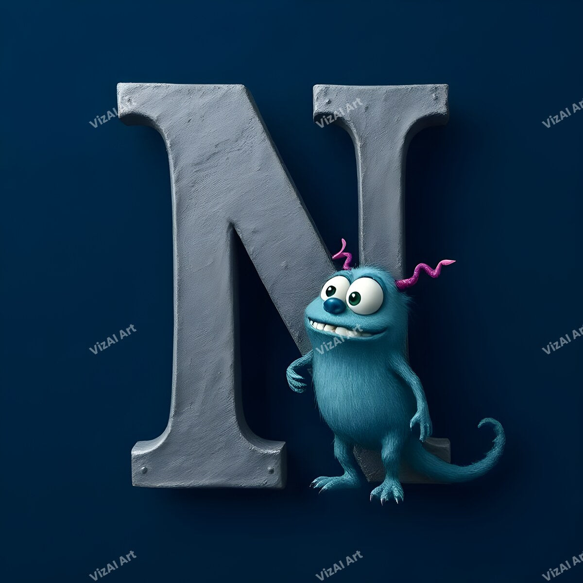 Monster Alphabet Wall Art letter N