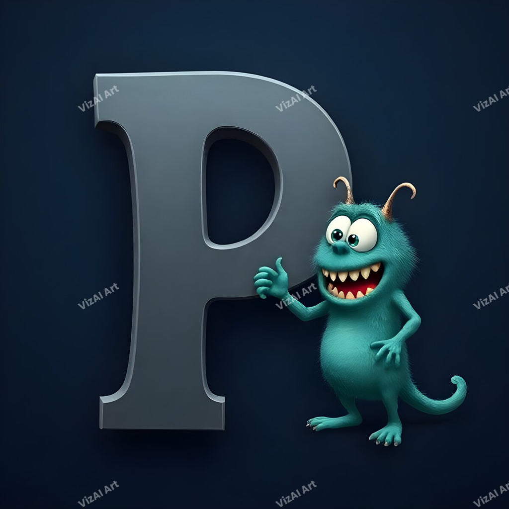 Monster Alphabet Wall Art letter P