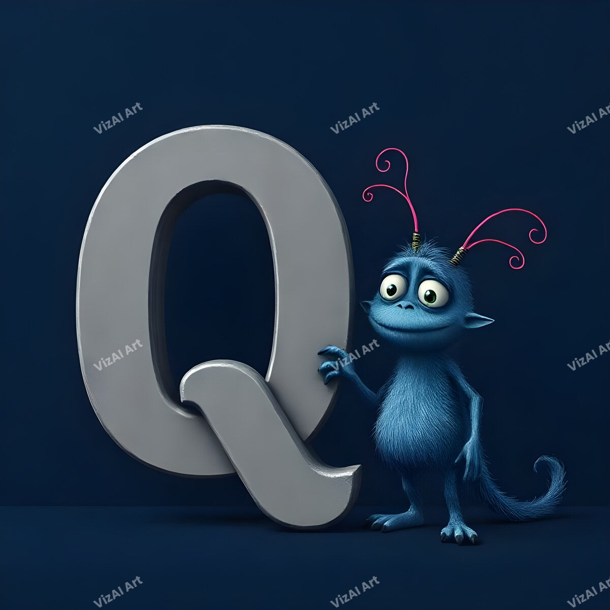 Monster Alphabet Wall Art letter Q