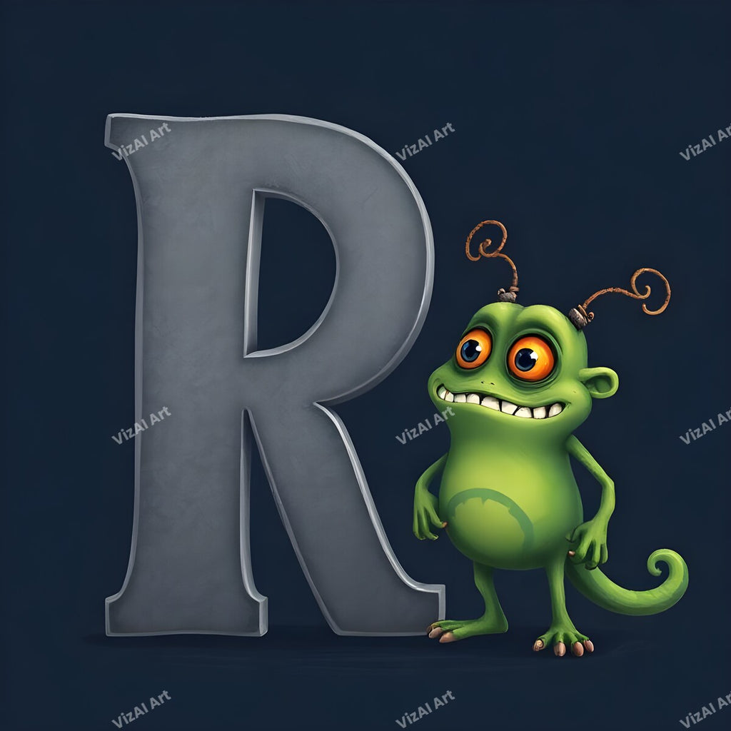 Monster Alphabet Wall Art letter R