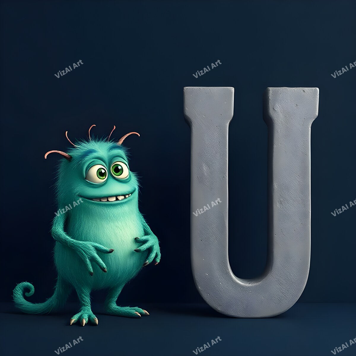 Monster Alphabet Wall Art letter U