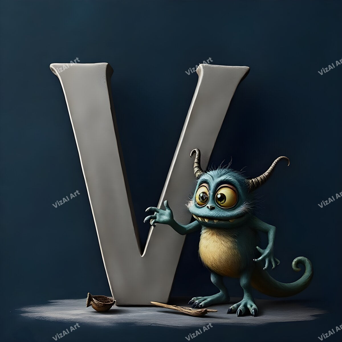 Monster Alphabet Wall Art letter V