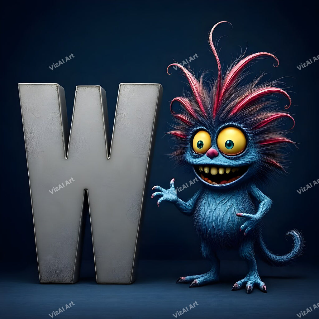Monster Alphabet Wall Art letter W